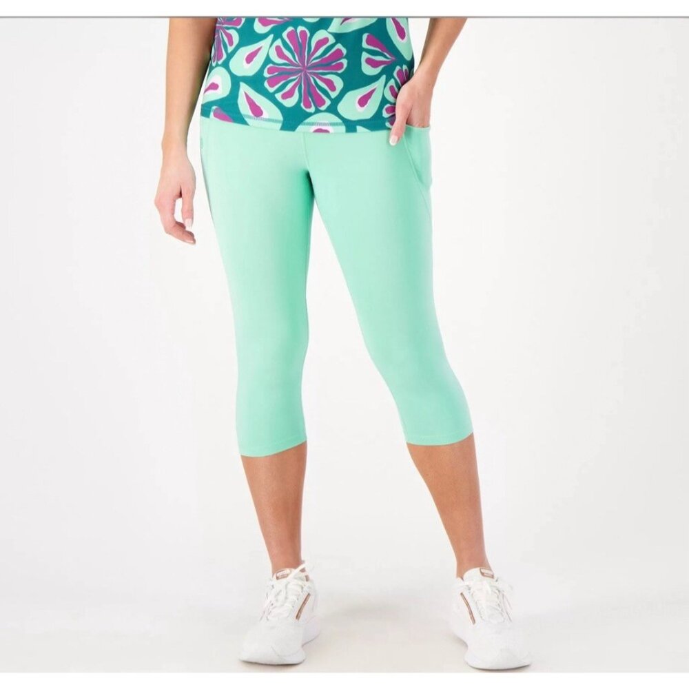 Gymwrap High Rise Cropped Leggings w/ Side Pockets Size 3X Cascade A591660 NEW